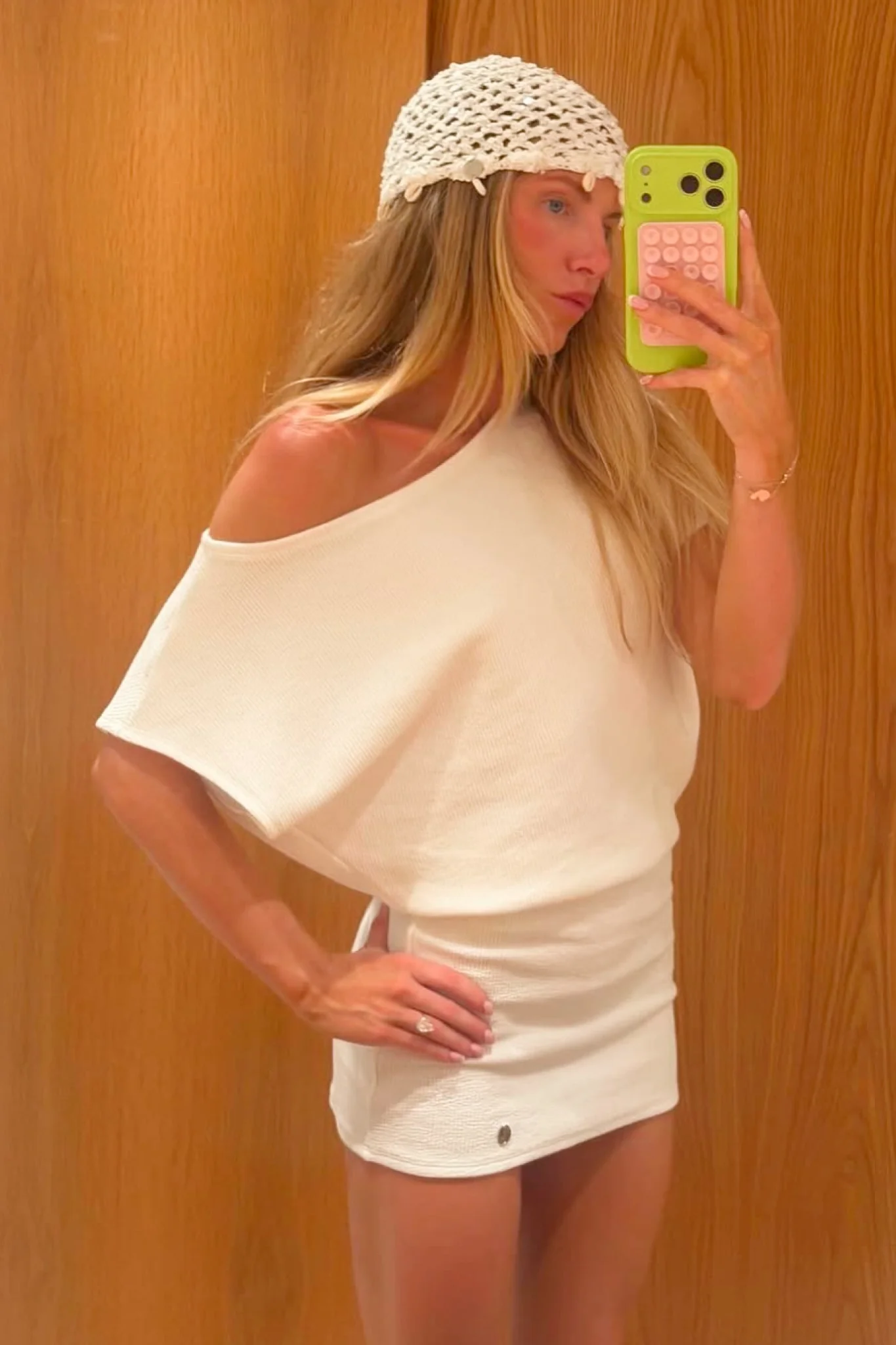 Asymmetrical Mini Dress Coconut - Image 4