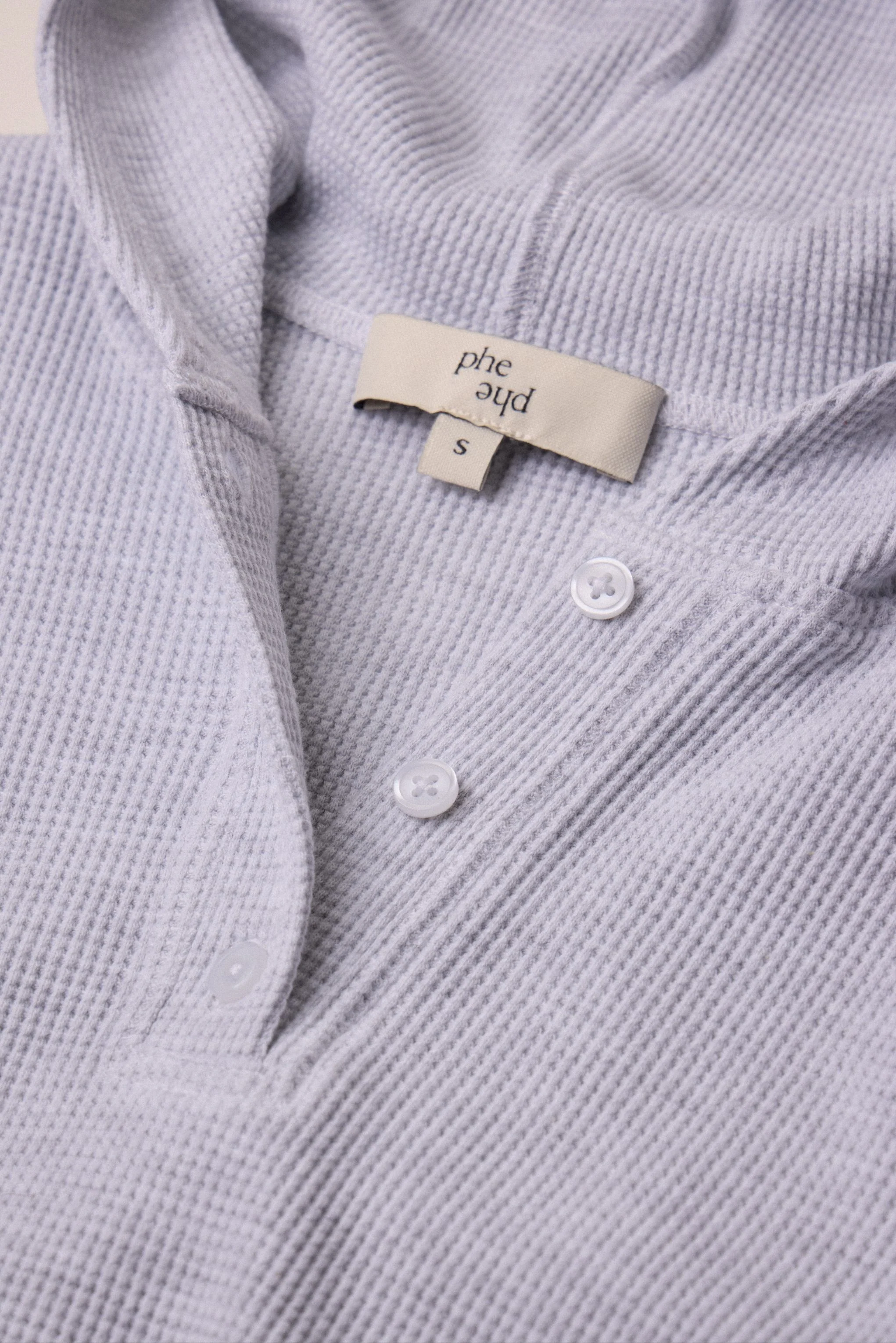 Waffle Henley Light Heather Grey - Image 5