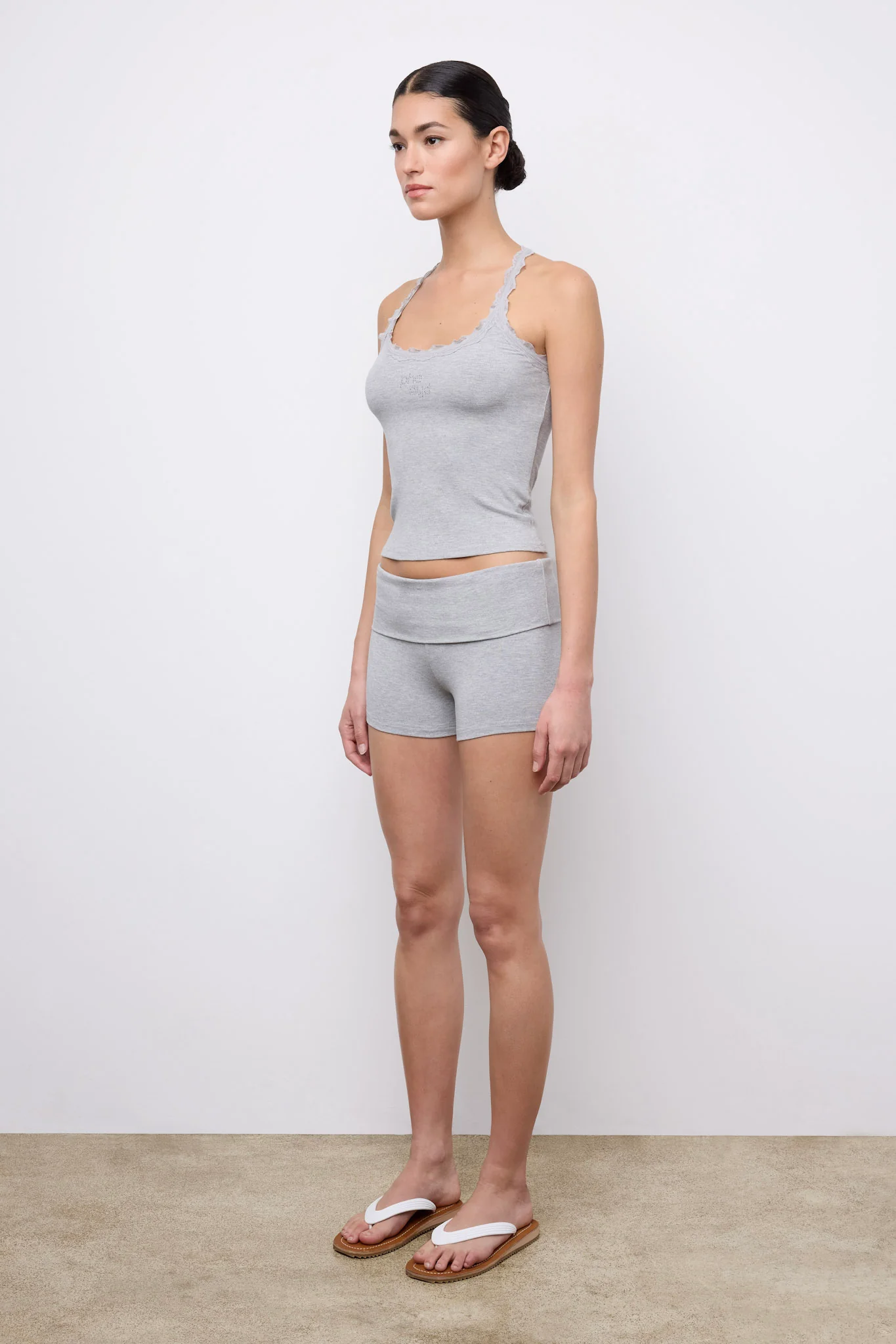 Lace Racer Tank Light Heather Grey - Image 4