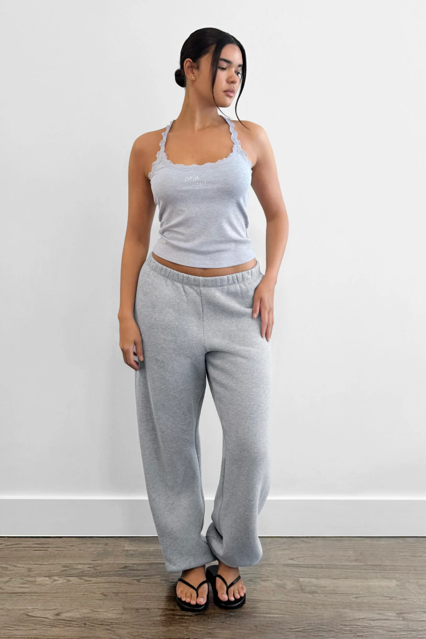 Lace Racer Tank Light Heather Grey - Image 5